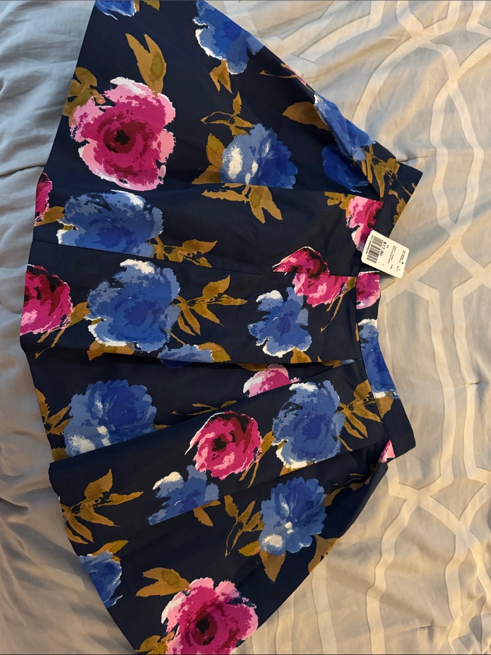 Forever 21 Navy Circle Skirt with Pink & Blue Floral Print
